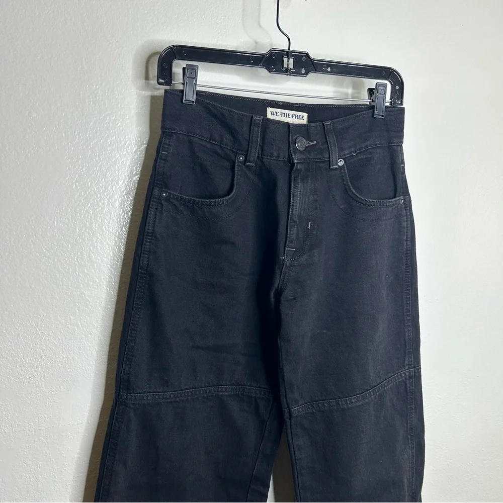 Free People 100% Cotton Black Benji Relaxed Wide Leg Jean Size 24